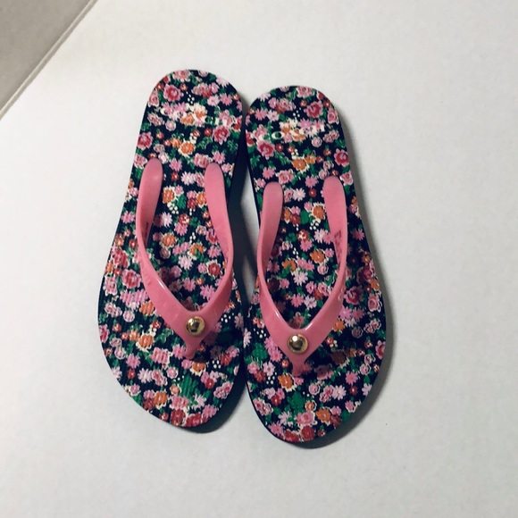 NWT Coach pink and black floral flip flops - Picture 5 of 7